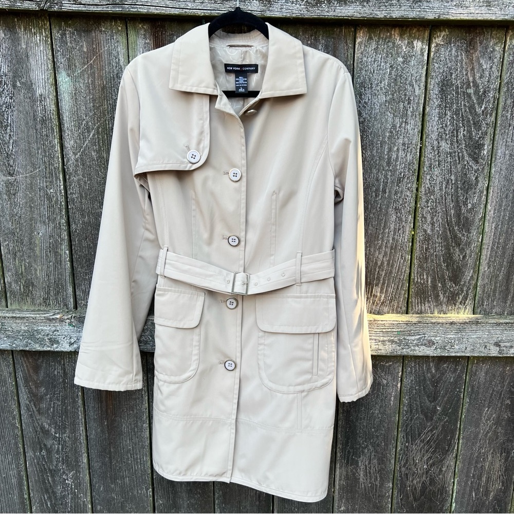 NY and Co Tan Belted Trench Rain Coat